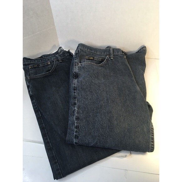 2 Pair LEE Men’s Denim Jeans Relaxed Straight 38 x 32 And Regular Fit 38 X 30 - Picture 7 of 9